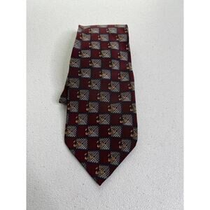 Cocktail Collection Burgundy Geometric Pattern 100% Silk Tie NWOT